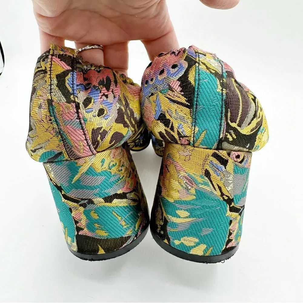 ASOS Simone Floral Satin Fabric Block‎ Heels In Jacquard Sz 5 - Picture 6 of 11